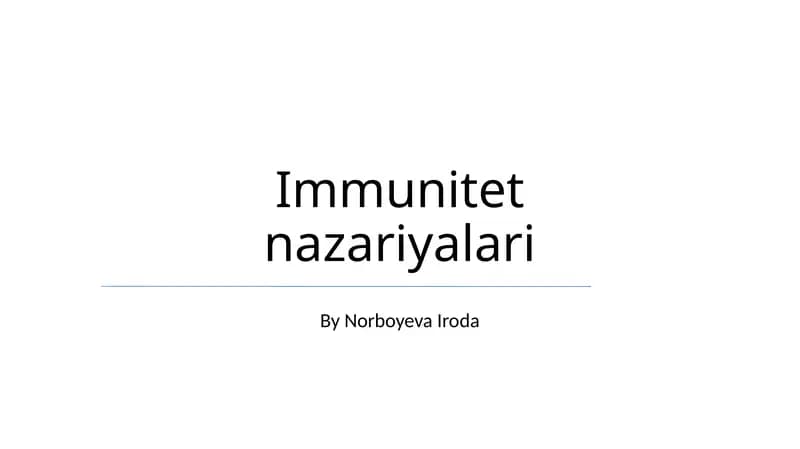 Immunitet nazariyalari