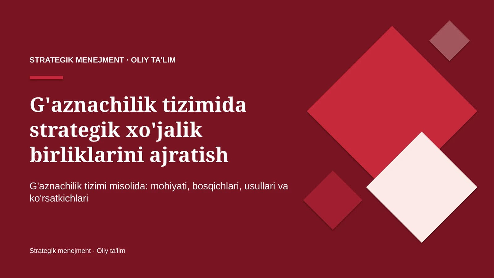 g'aznachilik tizimida strategik xo'jalik birliklarini ajratish 8419