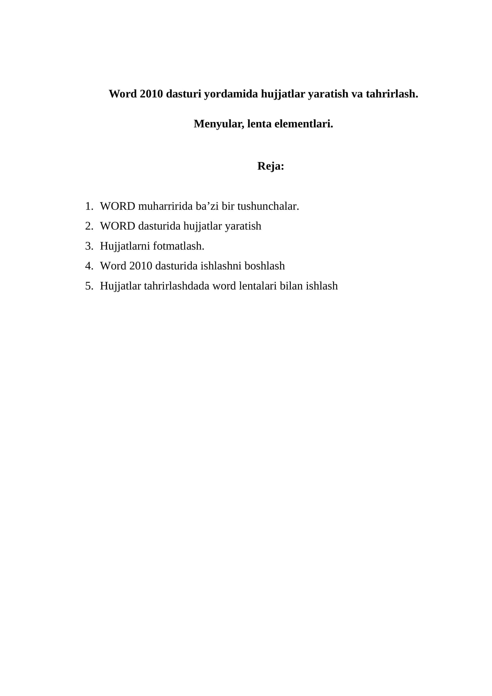 Word 2010 dasturi