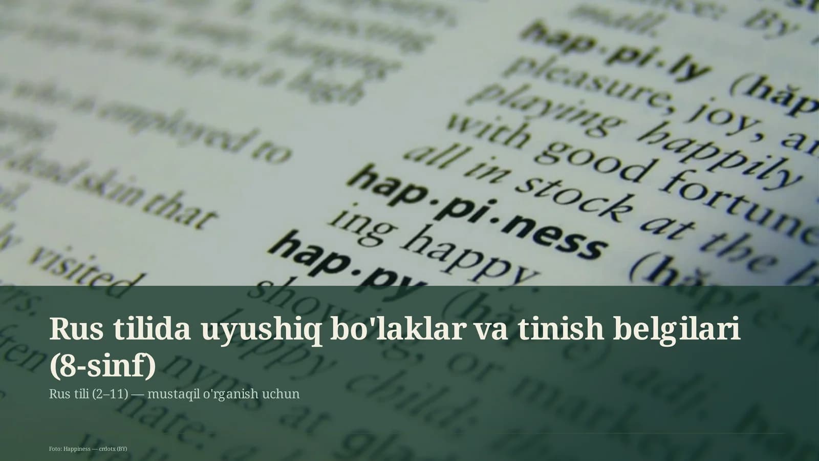Rus tilida uyushiq bo'laklar va tinish belgilari (8-sinf)