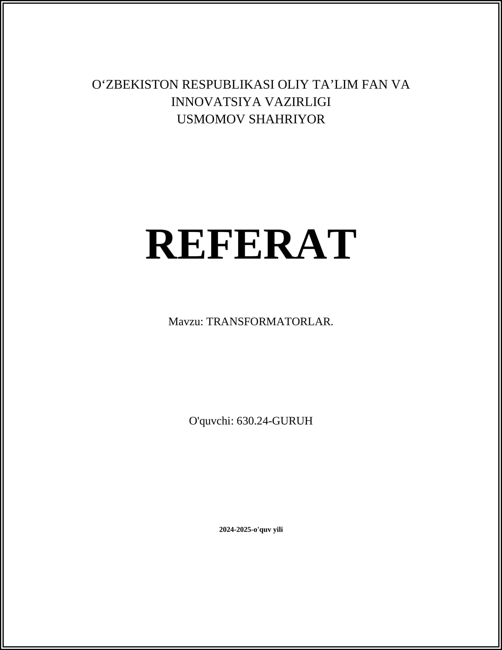TRANSFORMATORLAR