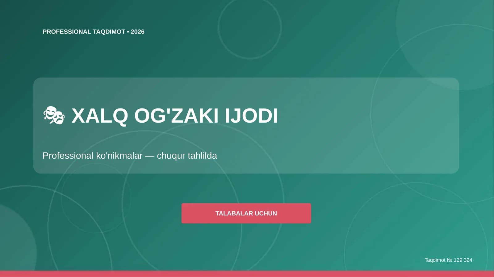 Xalq og'zaki ijodi: professional ko'nikmalar (chuqur tahlilda) [talabalar uchun]