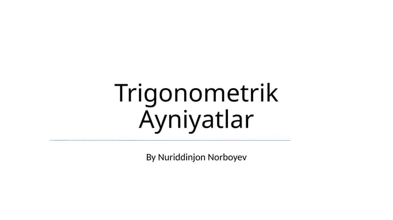 Trigonometrik Ayniyatlar