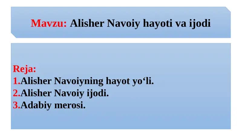 Alisher Navoiy hayoti