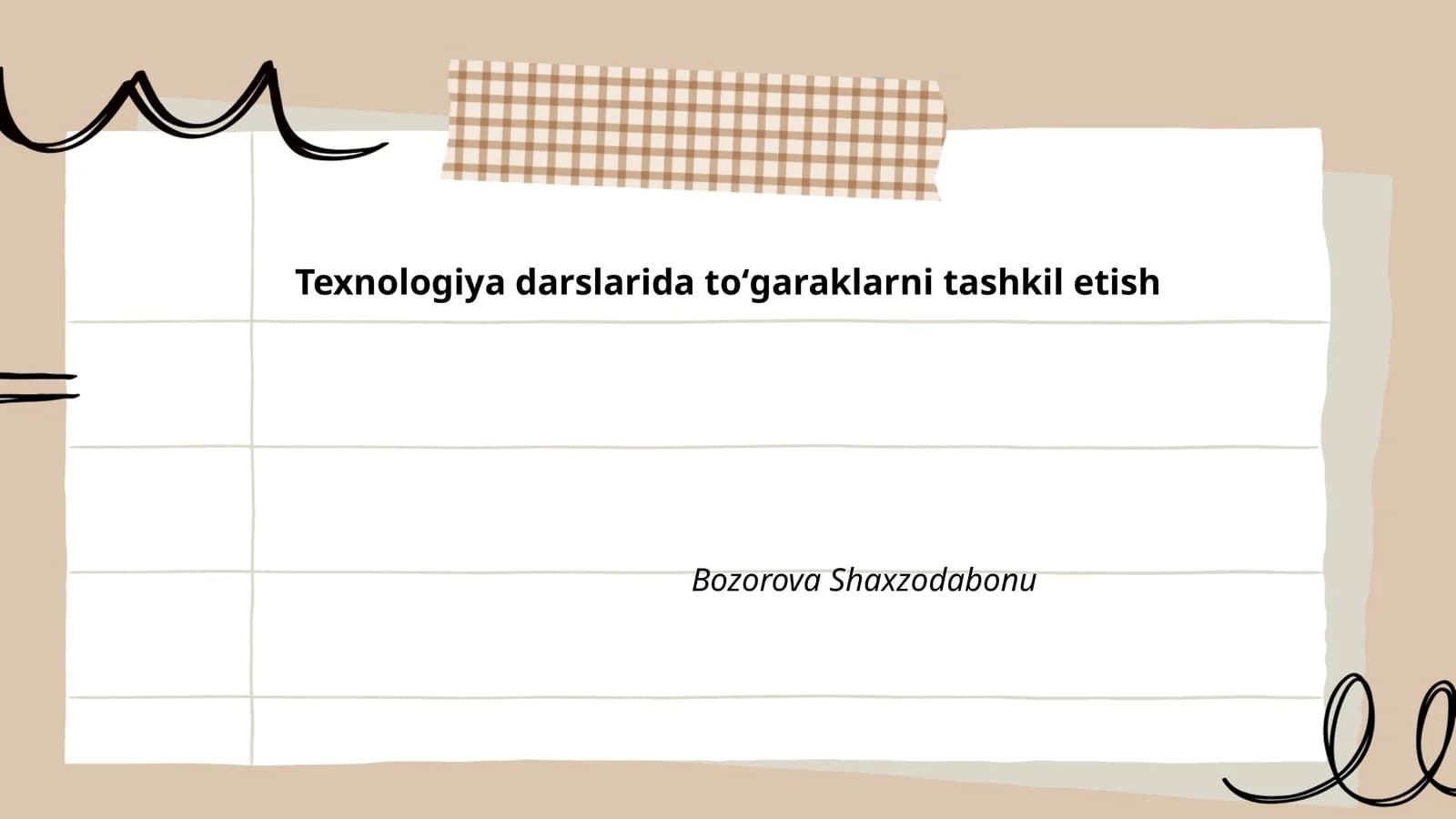 Texnologiya darslarida toʻgaraklarni tashkil etish