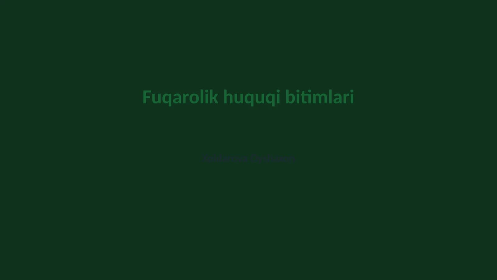 Fuqarolik huquqi bitimlari