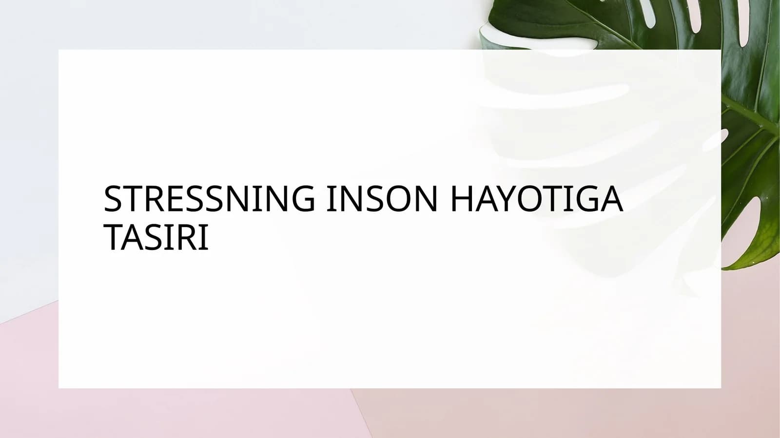 Stressning inson hayotiga tasiri