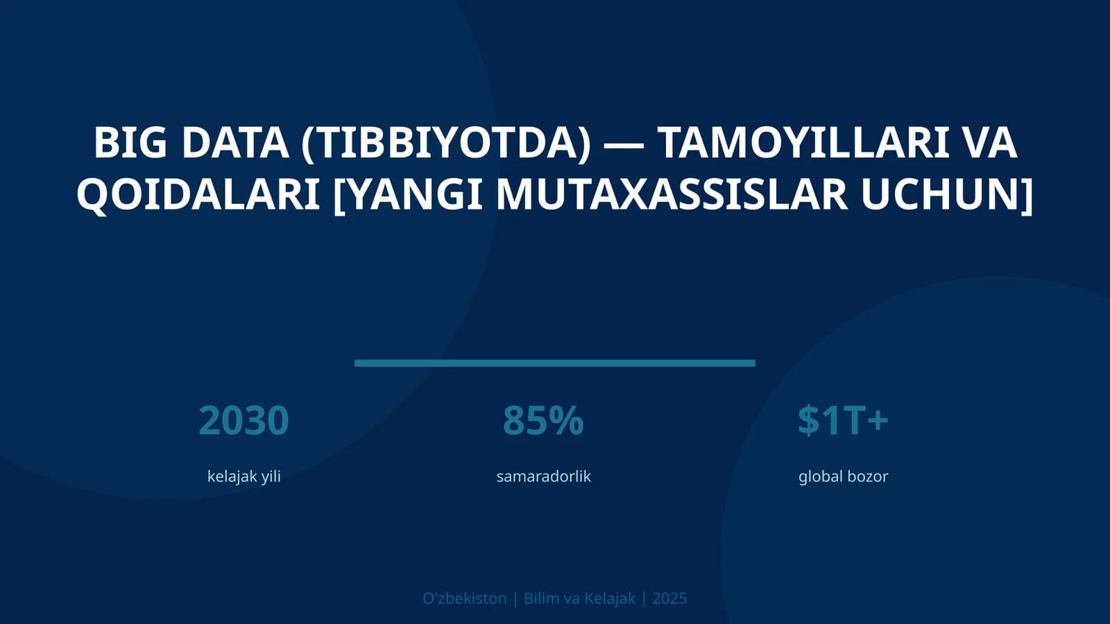 BIG DATA (TIBBIYOTDA) — TAMOYILLARI VA QOIDALARI [YANGI MUTAXASSISLAR UCHUN]