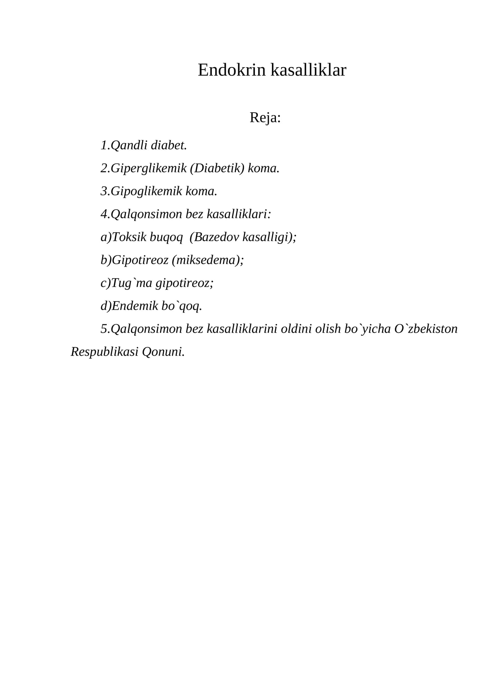 Еndokrin kasalliklar