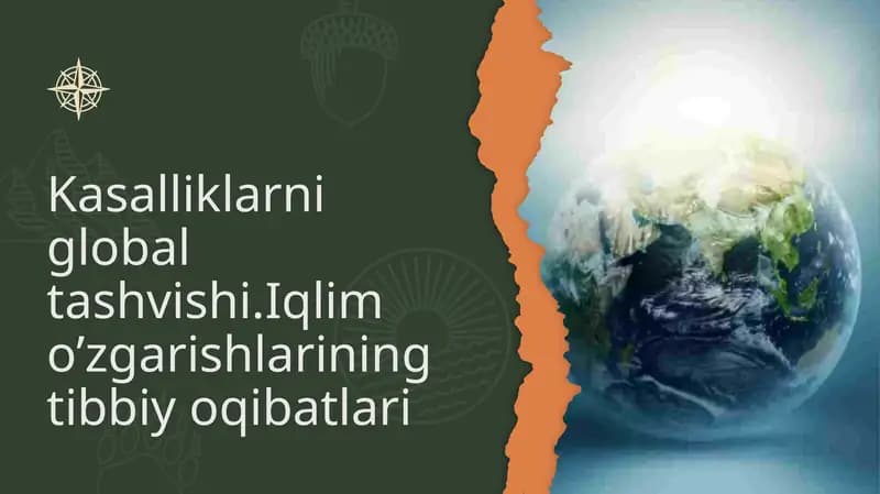 Kasalliklarni global tashvishi.Iqlim o’zgarishlarining tibbiy oqibatlari