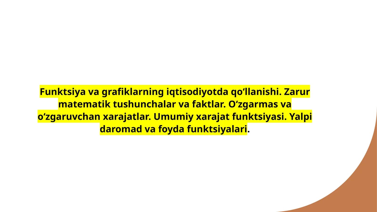 Iqtisodiyotda funksiyalar va grafiklar qo'llanilishi