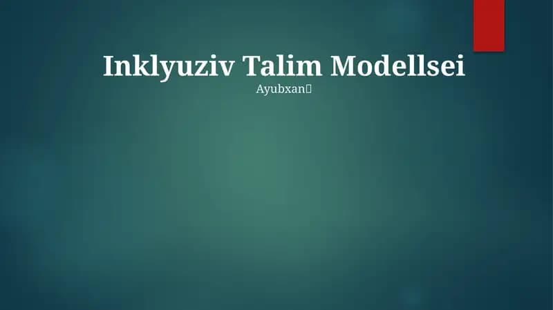 Inklyuziv Talim Modellsei