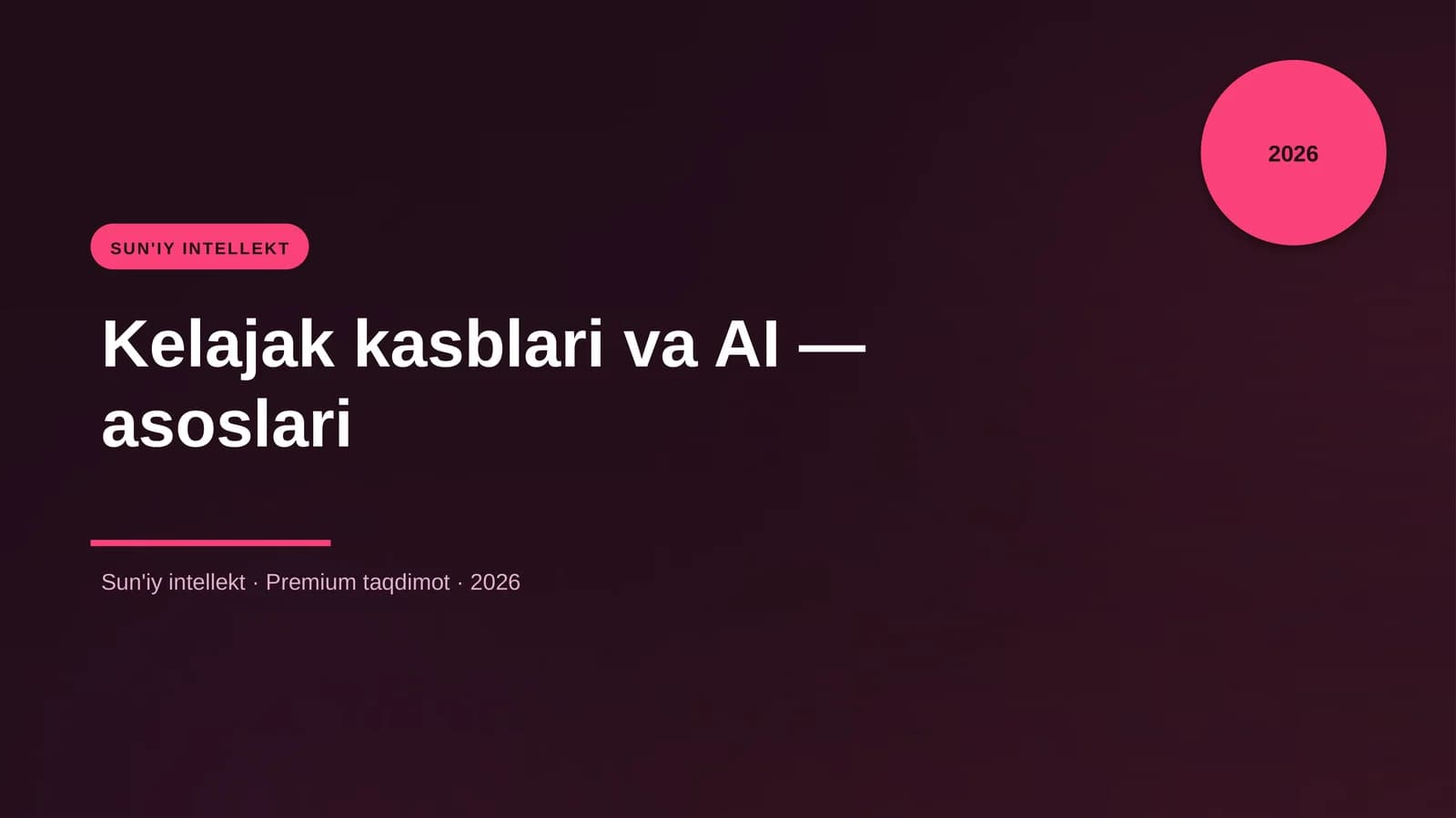 Kelajak kasblari va AI — asoslari