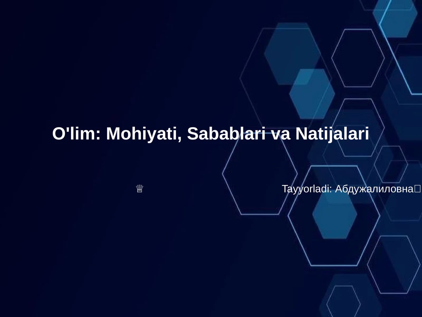 O'lim: Mohiyati, Sabablari va Natijalari