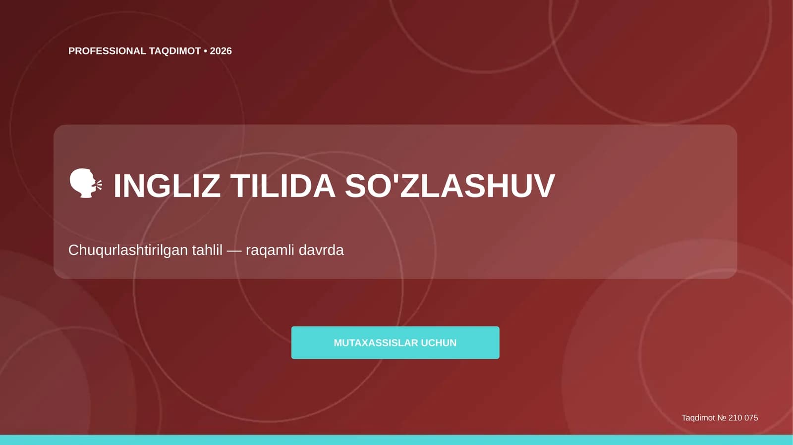 INGLIZ TILIDA SO'ZLASHUV