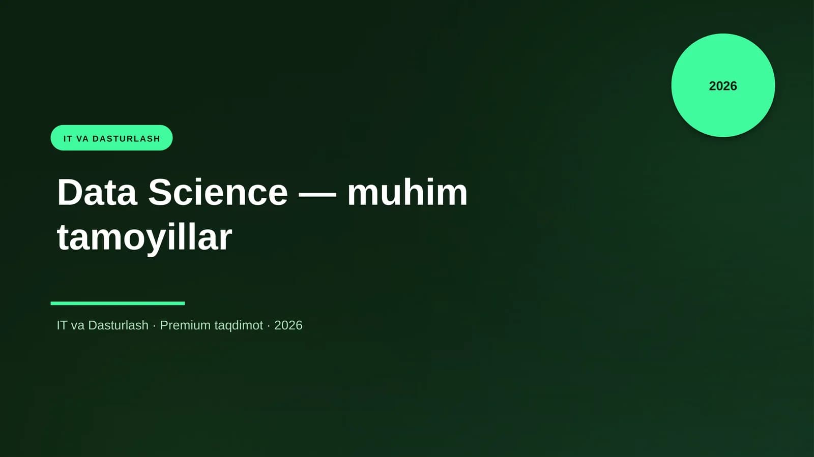 Data Science — muhim tamoyillar