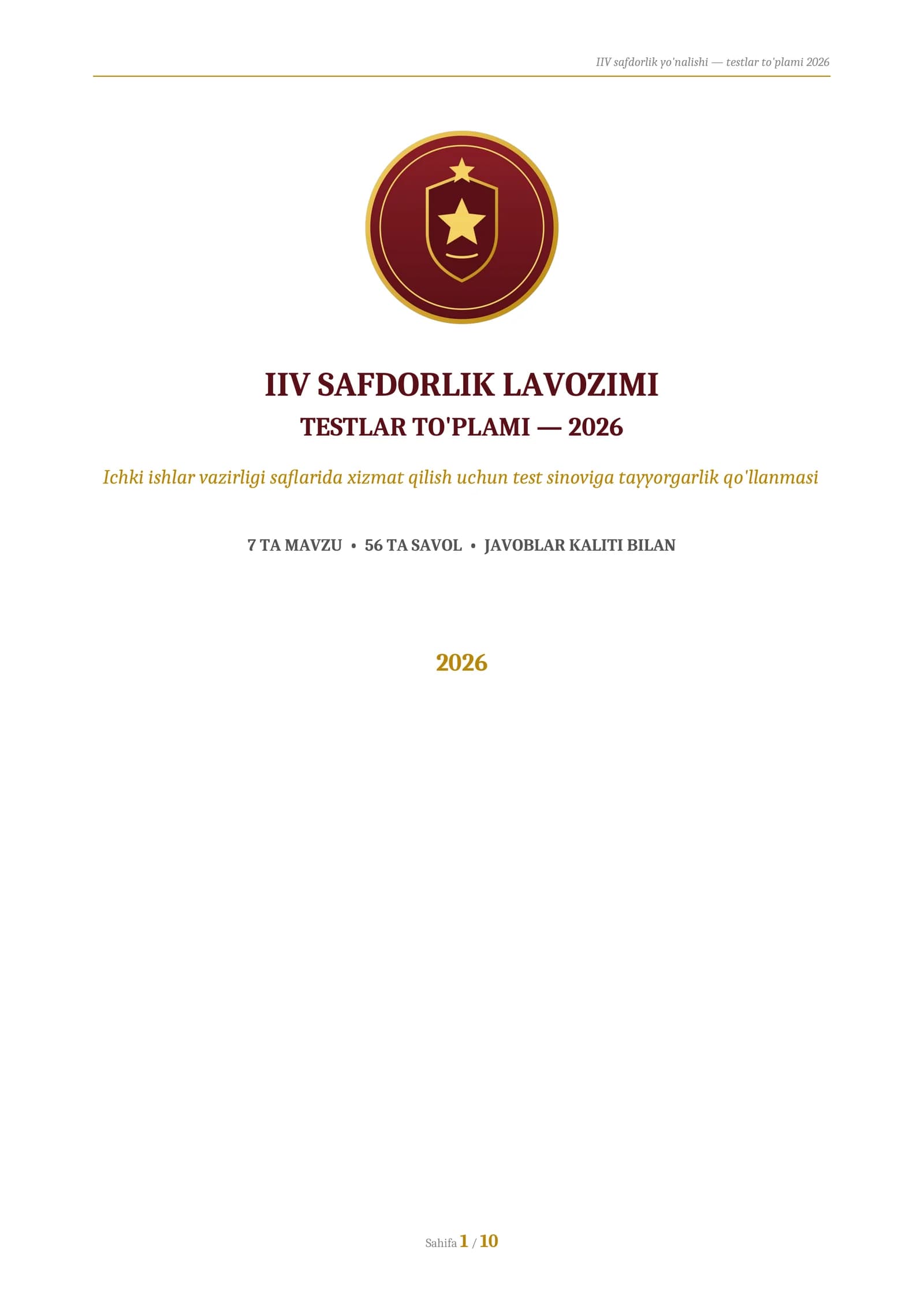 IIV safdorlik testlar