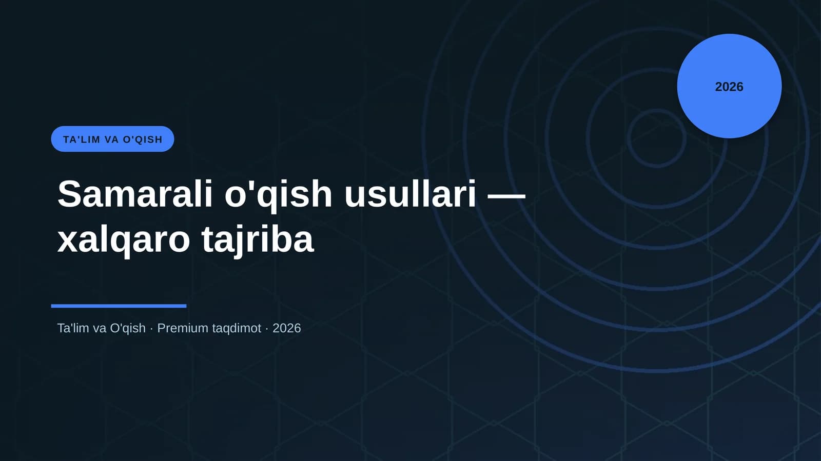 Samarali o'qish usullari — xalqaro tajriba