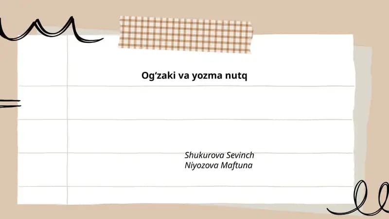 Ogʻzaki va yozma nutq