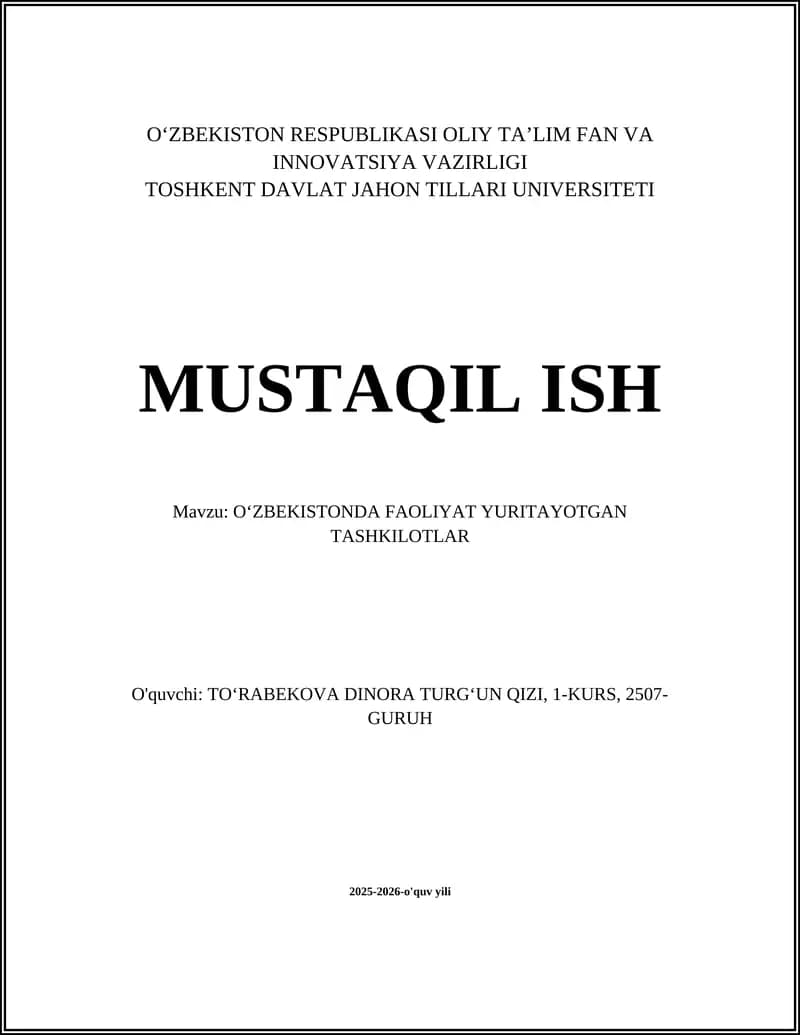 Tashkiliy-huquqiy shakllar va ularning xususiyatlari (MChJ, AJ, yakka tartibdagi tadbirkor)