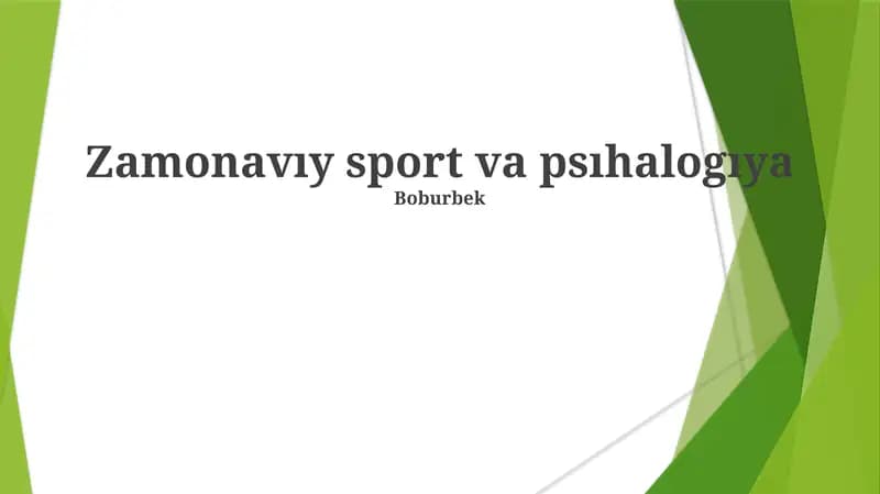 Zamonavıy sport va psıhalogıya