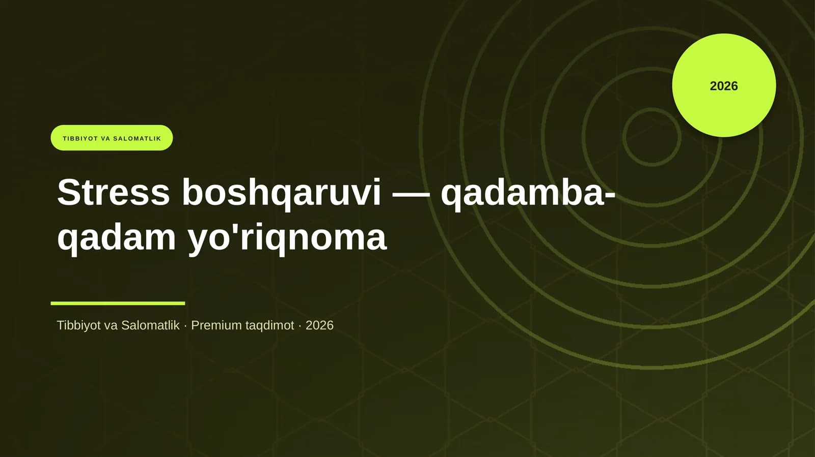 Stress boshqaruvi — qadamba-qadam yo'riqnoma