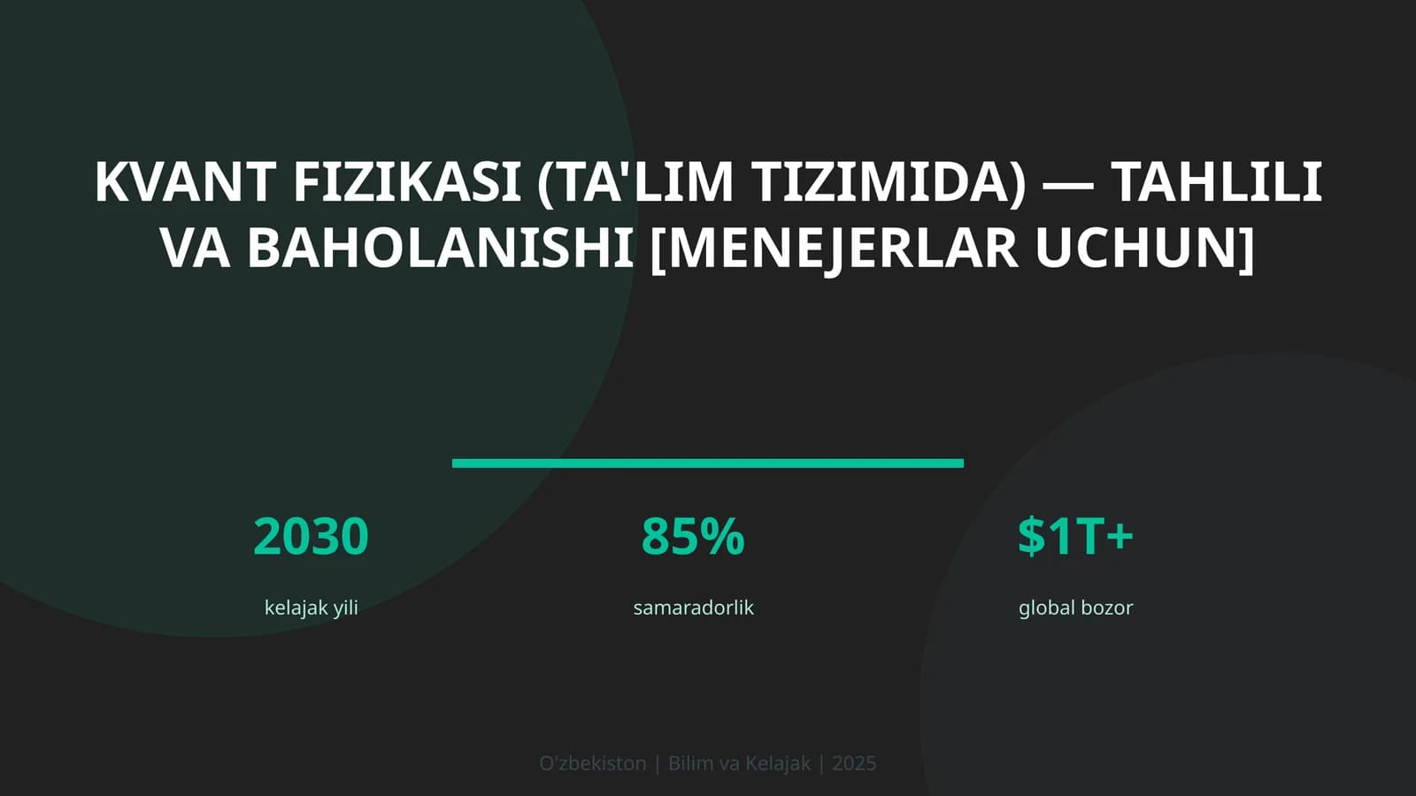 Kvant fizikasi (ta'lim tizimida) — tahlili va baholanishi [menejerlar uchun]