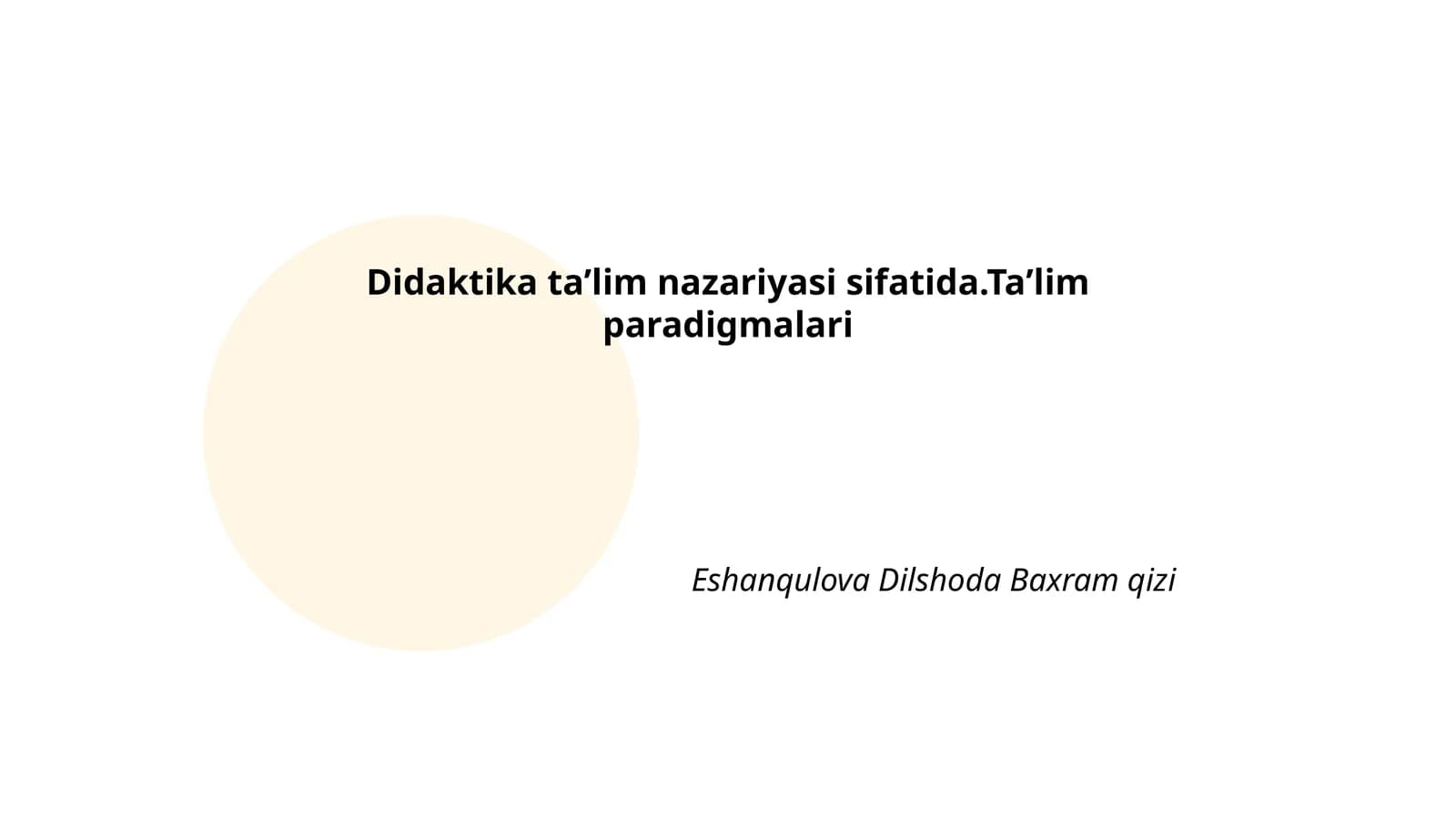Ta'lim paradigmalarining taʼrifi