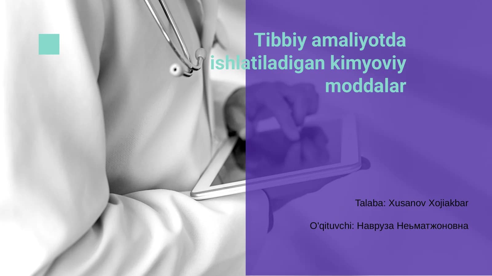 Tibbiy amaliyotda kimyoviy moddalar