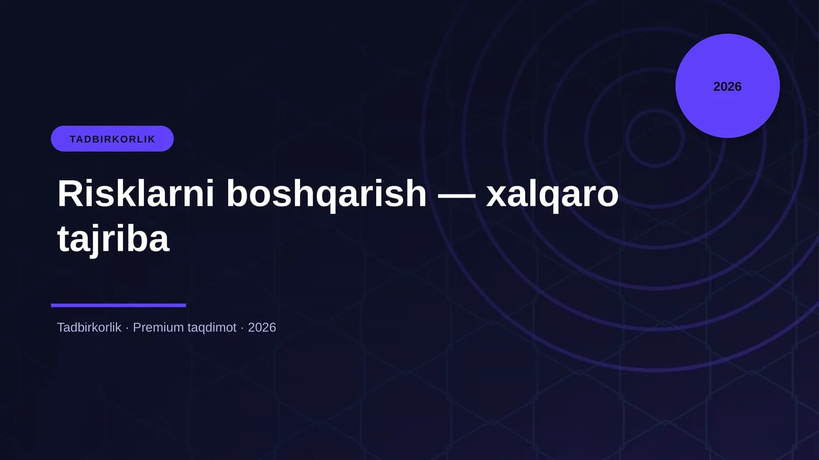 Risklarni boshqarish — xalqaro tajriba