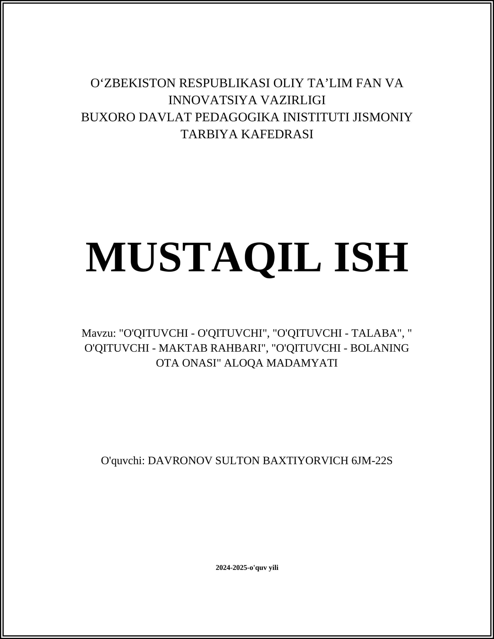 O'QITUVCHI - O'QITUVCHI