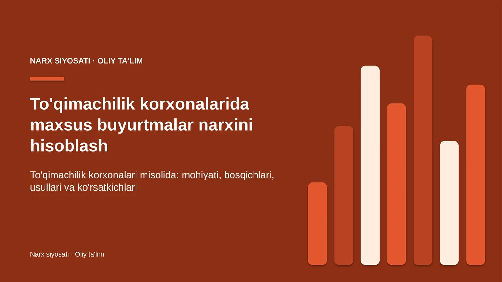 To'qimachilik korxonalarida maxsus buyurtmalar narxini hisoblash