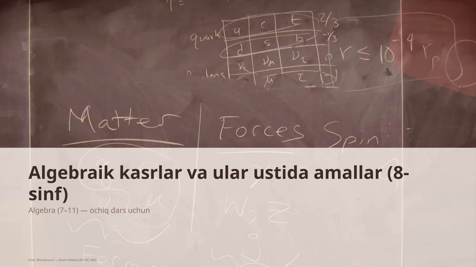 Algebraik kasrlar va ular ustida amallar (8-sinf)
