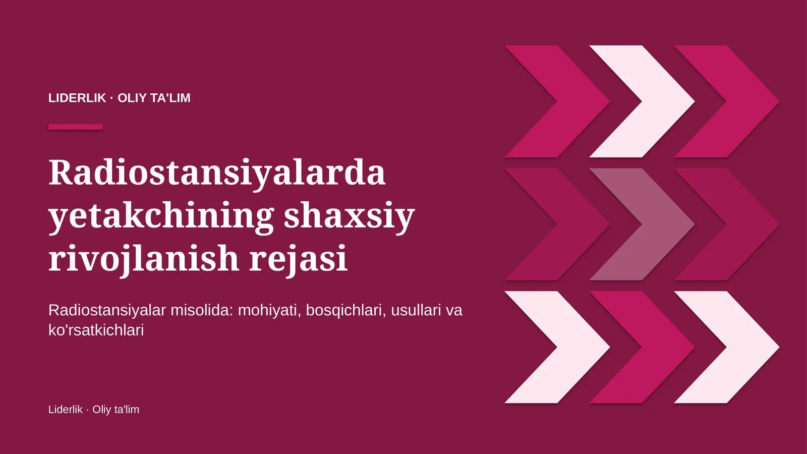 radiostansiyalarda yetakchining shaxsiy rivojlanish rejasi 1964