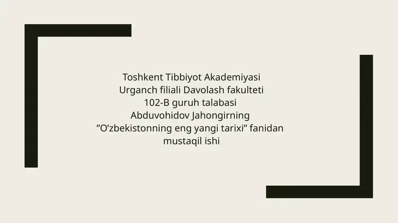 O‘zbekistonning eng yangi tarixi