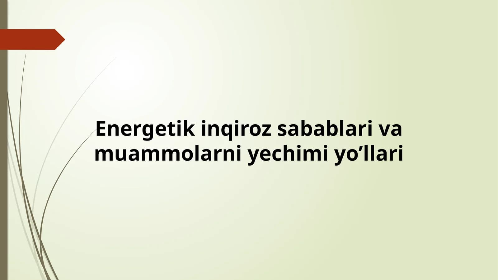 Energetik inqiroz sabablari va muammolarni yechimi yo’llari