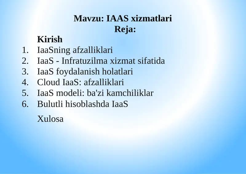 IaaS xizmatlari