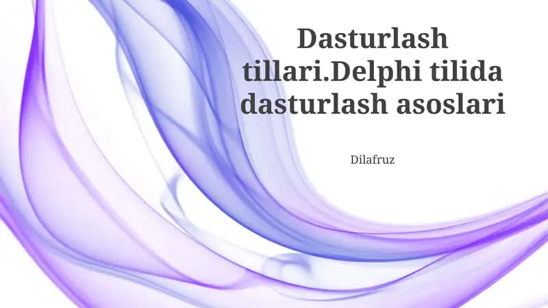 Delphi Dasturlash Tilining Asoslari
