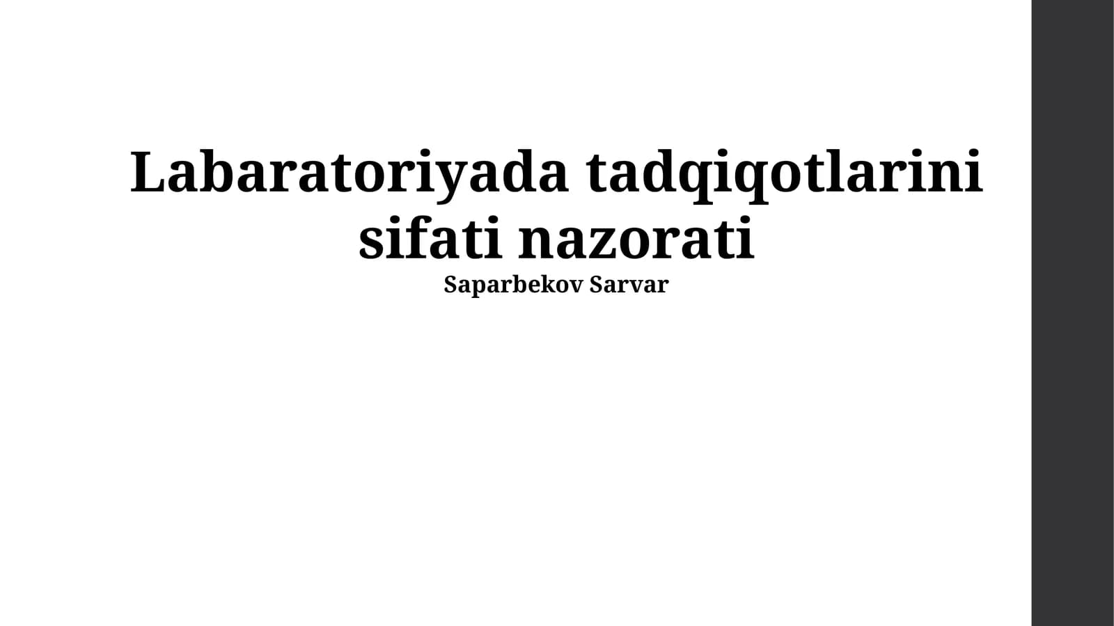 Laboratoriya Tadqiqotlarining Sifat Nazorati Tizimlari