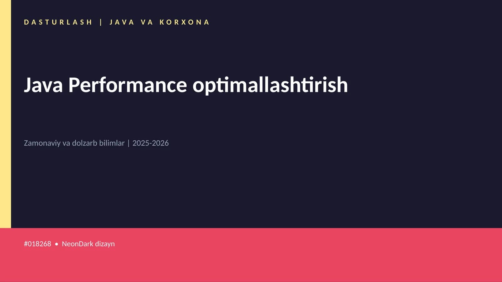 DASTURLASH | JAVA VA KORXONA