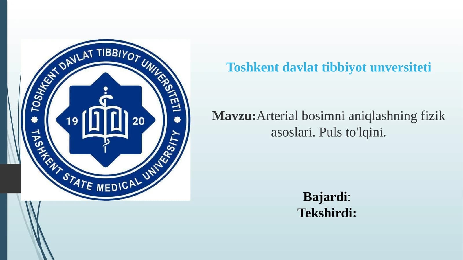 Arterial bosimni aniqlashning fizika asoslari