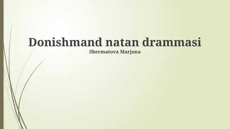 Donishmand natan drammasi