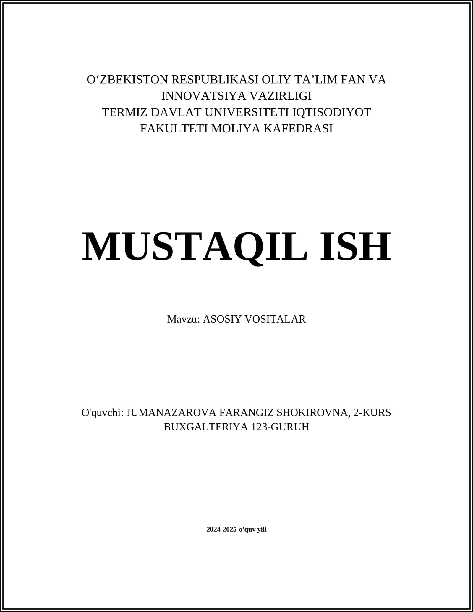 ASOSIY VOSITALAR