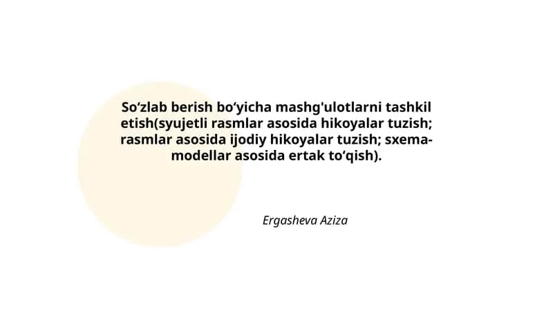 Soʻzlab berish boʻyicha mashg'ulotlarni tashkil etish