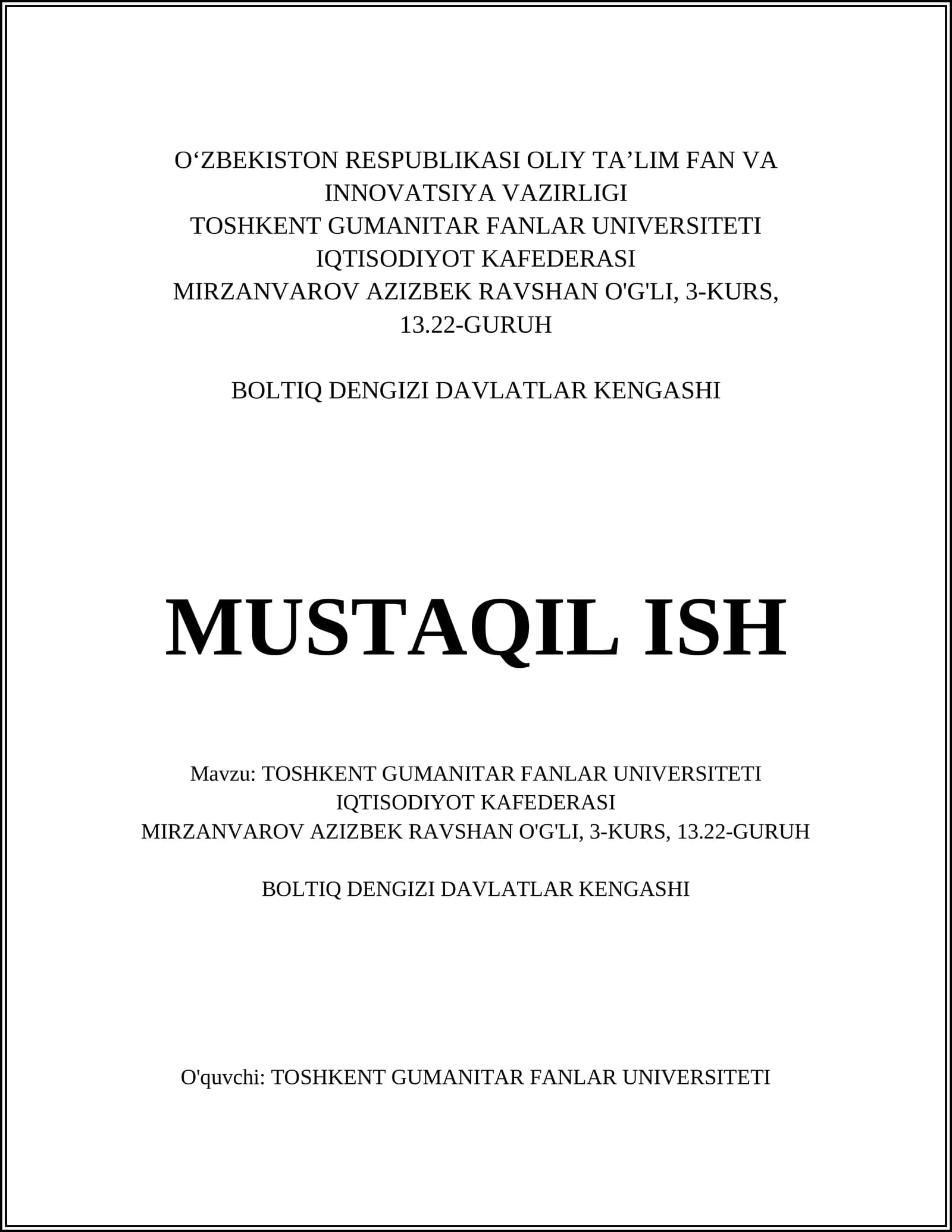 Boltiq Dengizi Davlatlarining Iqtisodiy Integratsiyasi