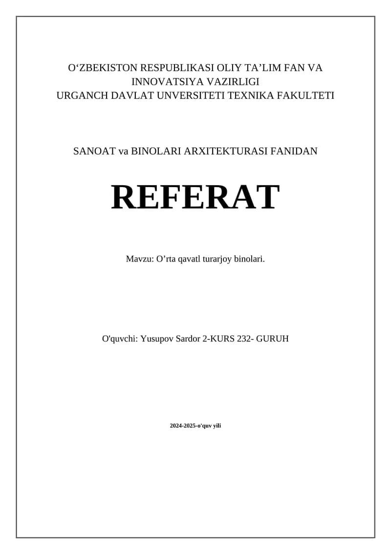 O’rta qavatl turarjoy binolari