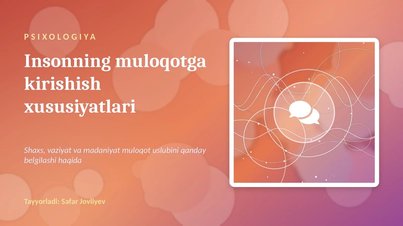 Insonning muloqotga kirishish xususiyatlari