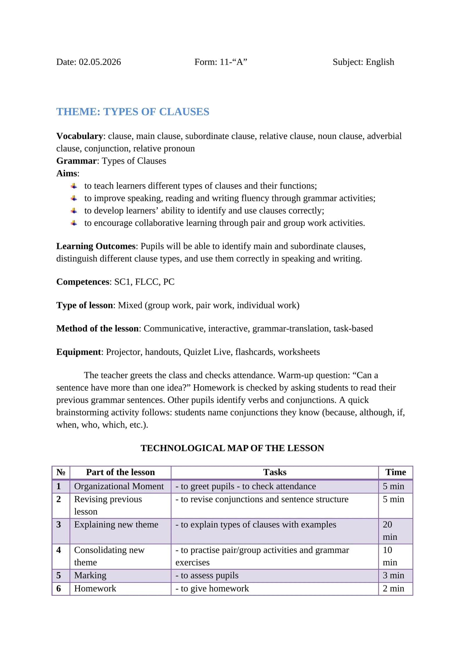 TYPES OF CLAUSES