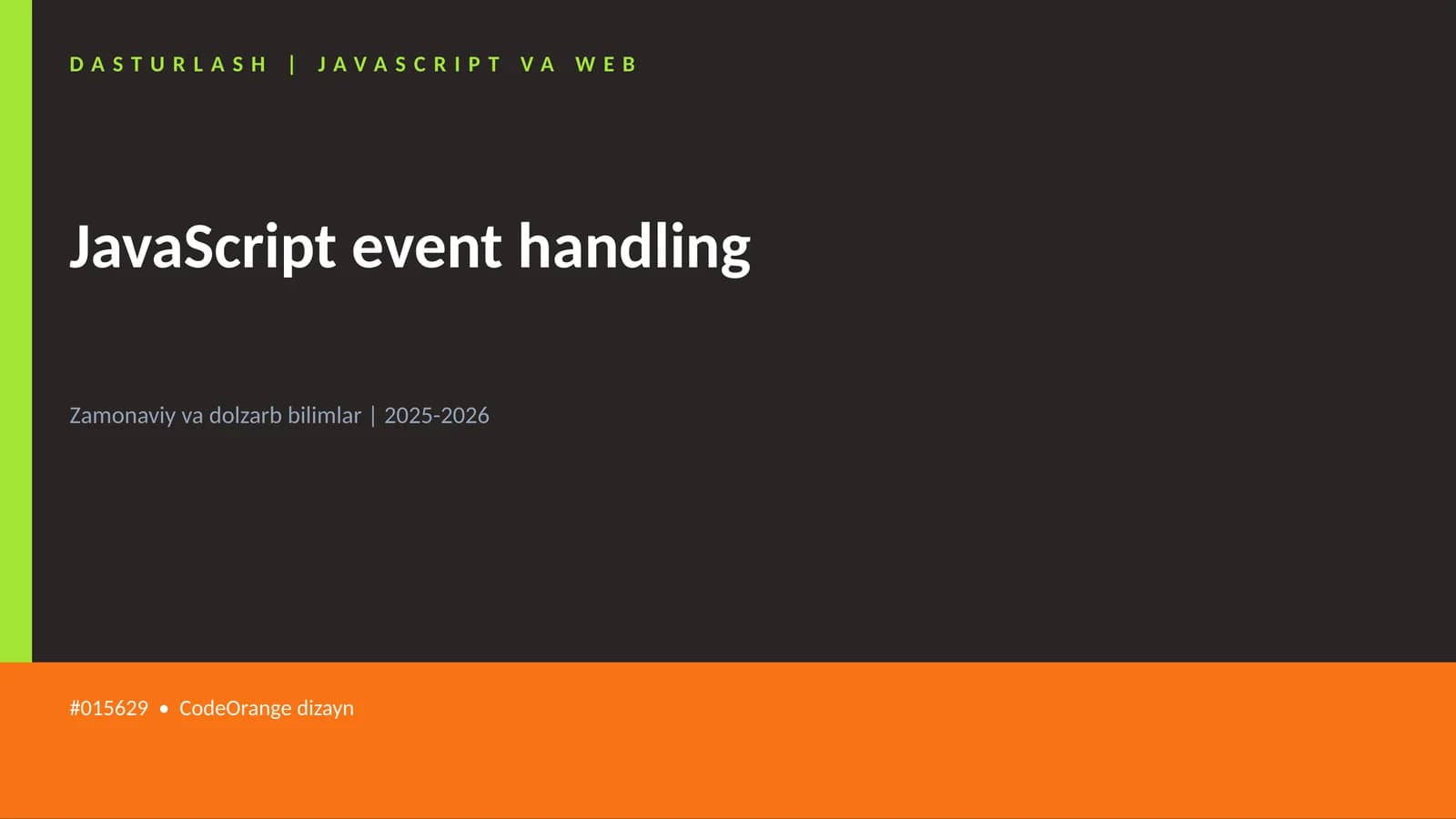DASTURLASH | JAVASCRIPT VA WEB