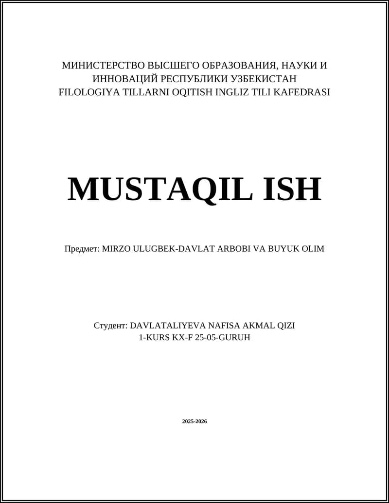 MIRZO ULUGBEK-DAVLAT ARBOBI VA BUYUK OLIM